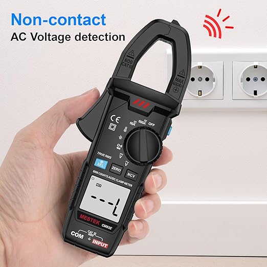 MESTEK Digital Clamp Meter Multimeter TRMS 6000 Counts Voltage Tester Amp Volt Meter, Auto-Ranging Voltmeter Measures NCV AC DC Current Voltage Resistance Capacitance Temperature Diodes Continuity