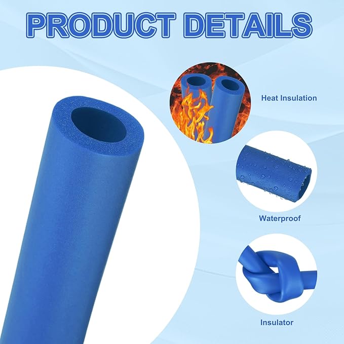uxcell Pipe Insulation Tube Foam, 11/16" ID x 1/4" Thick x 1.64ft Foam Pipe Cover Non-Slip Hollow Tubing Guitar Air Conditioner Stand Fitness Equipment Handles, Blue