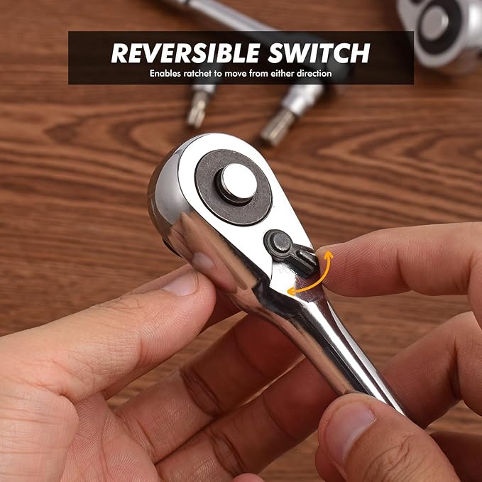 3/8 Drive Ratchet Wrench, 72-Tooth 3/8 Ratchet Socket Wrench with Quick-release and Reversible Switch(3/8 inch)