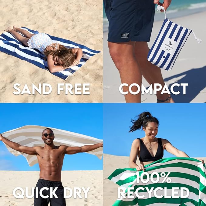 Dock & Bay Beach Towel - Quick Dry, Sand Free - Compact, Lightweight - 100% Recycled - Includes Bag - Cabana - Ipanema Orange - Large (160x90cm, 63x35)