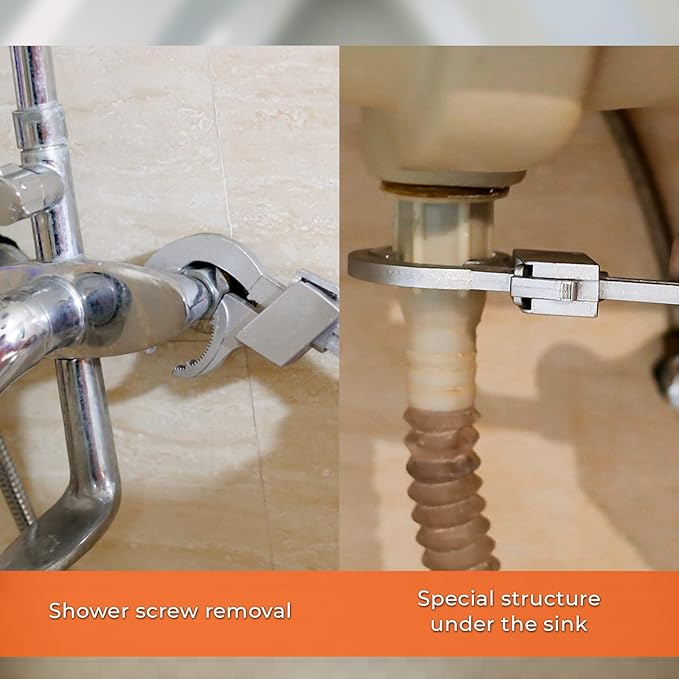 Bathroom Wrench,Adjustable Double-Ended Wrench,Multi-Functional Heads Hand Tool for Water Pipe Repair & Home Accessories,Universal Pipe Tool for Connecting Pipes/Faucets/Shower/Valves