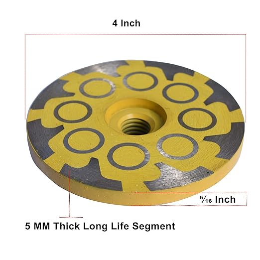 4 in.x 5/8-11 in. No Bouncing Resin Filling Diamond Cup Grinding Wheel for Concrete Stone Surface Grinding, T Segments Smooth Chip Free Diamond Grinding Wheel