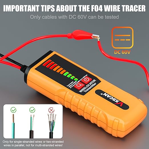 F04 Underground Wire Locator Tracer Tone Generator Kit and Probe with Earphone, Buried Wire Tester for Locating Breakage Cables & Wires Dog Fence Cables