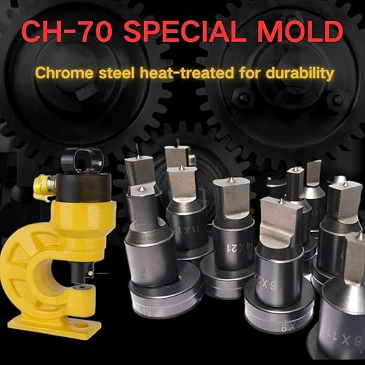 8-Piece Hydraulic Straight-line Hole Punch Die Set - Compatible with CH-70 Machine, Metal Punching Dies for Steel Sheet, Copper Plate, Aluminum Plate (8-Piece Straight-line Hole Punch Die Set)