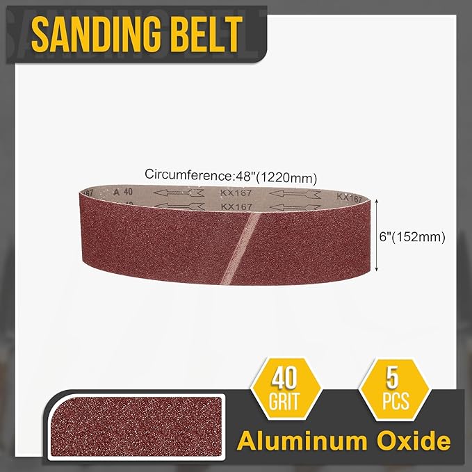 6 x 48 Inch Sanding Belt, 2 Pcs 40 Grit Knife Sharpener Belts Work Sharpening for Belt Sander Knife Carving Tool Metal Working