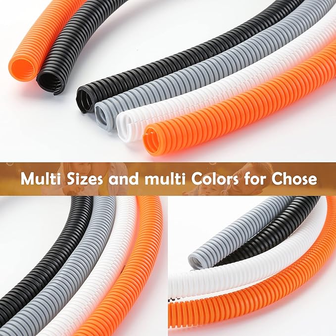 ZhiYo 20FT 1/4” Wire Loom Split Tubing Auto Wire Conduit Flexible Cover | High Temperature Heat Resistant -40F to 257F | Plastic Cover for Electrical Wires & Cables, Grey
