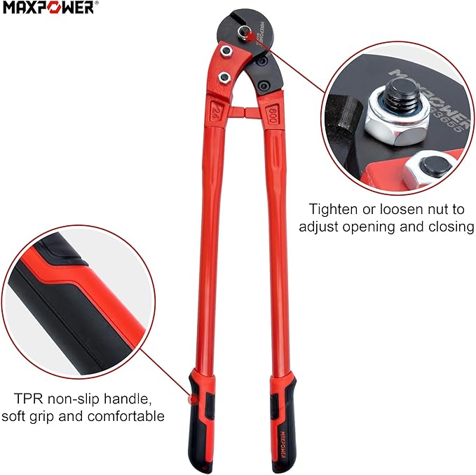 MAXPOWER Wire Cutters, 24-Inch Heavy Duty Wire Rope Cutter, Heavy Duty Industrial Strength Cable Cutter for Hard Wire Ropes, Stainless Steel Wires