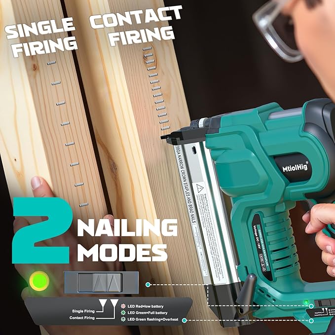 Cordless 2" Brad Nailer Compatible with Makita Battery(No Battery), 2-in-1 Electric Nail Gun/Staple Gun, 18 Gauge Nail Gun Battery Powered with 1000 Nails for Wood Carpentry, Adjustable Depth