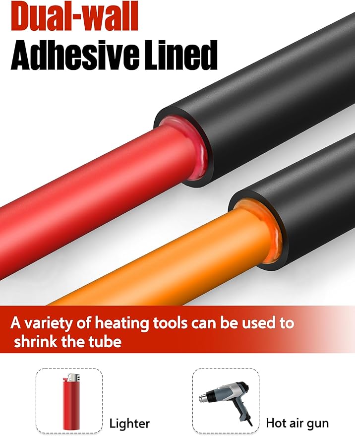 Lsnisni 3:1 Heat Shrink Tubing Ø5/8inch ＆ 3/4inch 13ft, Marine Grade Waterproof, Dual Wall Adhesive Lined, Heat-Shrink Tubing Black (Ø3/4” 13ft)
