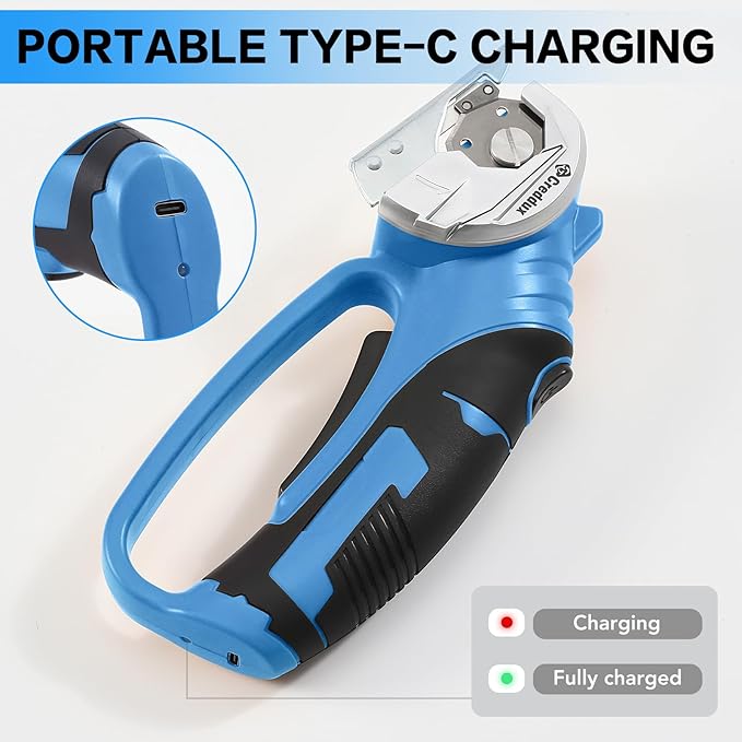 4v Cordless Electric Scissors, Electric Box Cutter With LED Light and Safety Lock, Cardboard Cutter, Rotary Cutter for Cardboard Leather Carpet Plastic Blue