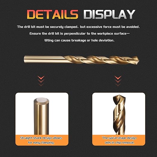 Drill Bit, 11/32" Cutting Diameter (8.731mm), 4241 HSS Gold 118° Cutting Angle Versatile Jobber Bits - (Applications: for Drilling Plastic Wood Soft Thin Metal), 5-Pieces