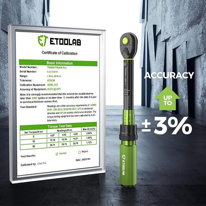 1/4 Torque Wrench with Bike Tire Repair kit, 37Pcs Dual-Range【1-26 Nm/10-231.3 in.lb】±3% Precision Inch Pound Torque Wrench, 72 Tooth Dual-Direction for MTB, E-Bike, Moto Maintenance