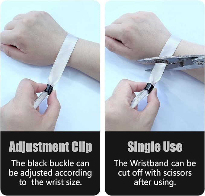 100 Cloth Disposable Wristbands - Colored Party Wrist Strap (Gray)