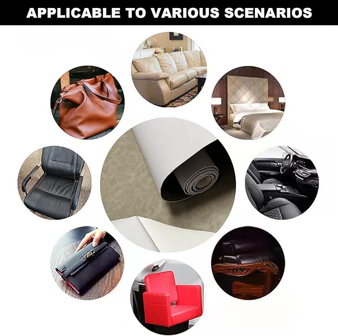 Leather Repair Patch Self-Adhesive Leather Patches for Furniture Couch Sofa Car Seats, PU Vinyl Leather Repair Tape Kit to Fix Office Chairs, Cabinets, Handbags (Light Gray, 3.9 X 78.7 inch)