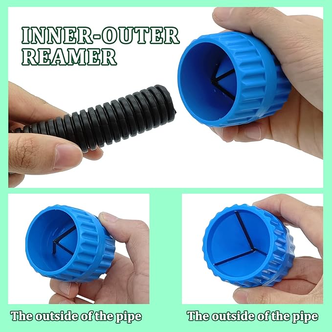 Deburring Tool with 11 High-Speed Steel Blades Storage Handle Design with 2 Pieces Copper Pipe Cleaner and Reamer Set, Burr Remover Hand Tool for Wood, Aluminum, Copper and Plastic