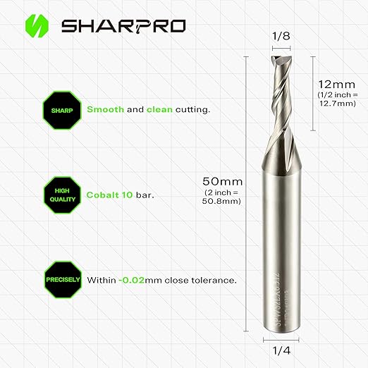 Upcut Spiral Router Bit Set 1/4 Inch Shank 1/8 Inch Cutting Dia. CNC Up Cut Router Bit Solid Carbide, Ideal for Wood Cutting, Slot Mortise, Engraving (5PCS)