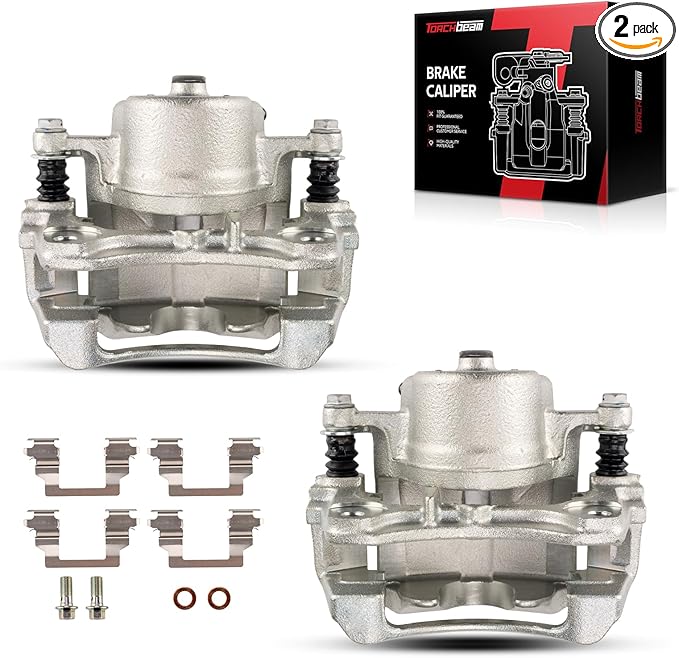 Torchbeam 2PCS Front Driver and Passenger Side Brake Caliper For Chevrolet Pontiac Saturn for 2004-2012 Malibu, 2005-2010 G6, Aura, Solstice, Sky, Disc Brake Caliper with Bracket # 18B4910A+18B4911A