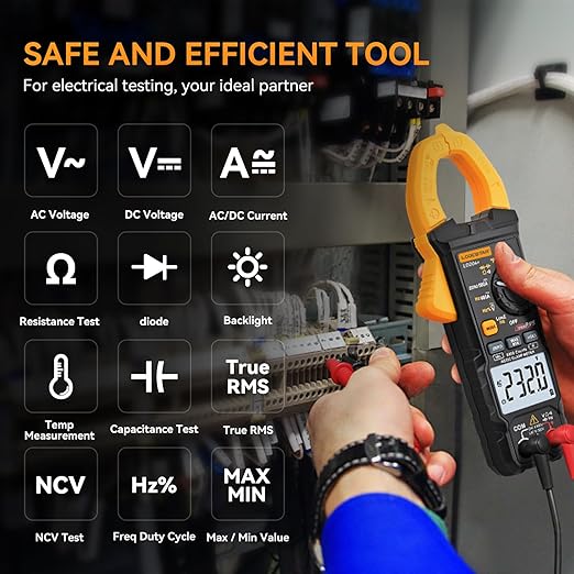 Digital Clamp Meter Multimeter 6000 Counts Voltage Tester with Auto Range, AC/DC Voltage, AC/DC Current, Resistance, Capacitance, ACV LowZ, Diode, Live Wire Test, NCV, True RMS,AC Current Meter LD204+