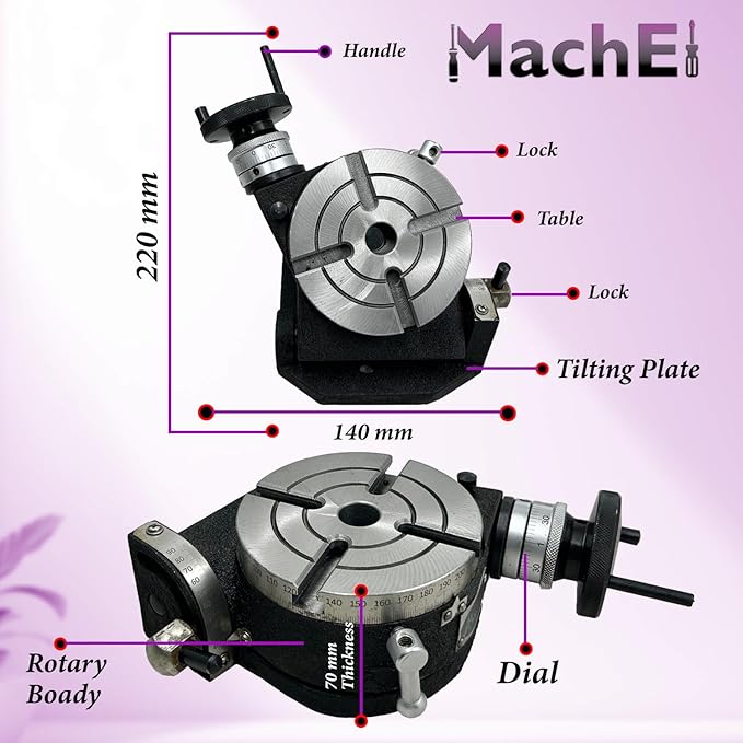 MachEl Precision 4"/100mm Tilting Rotary Table with MT2 Bore – Ideal for Milling and Lathe Applications
