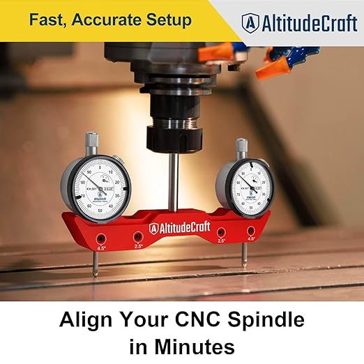 Precise Mill and Lathe Tramming System Tool, Machine Calibration for CNC Router and Mini Mill, 0.001” Dual Dial Indicators, 1/4" Shank