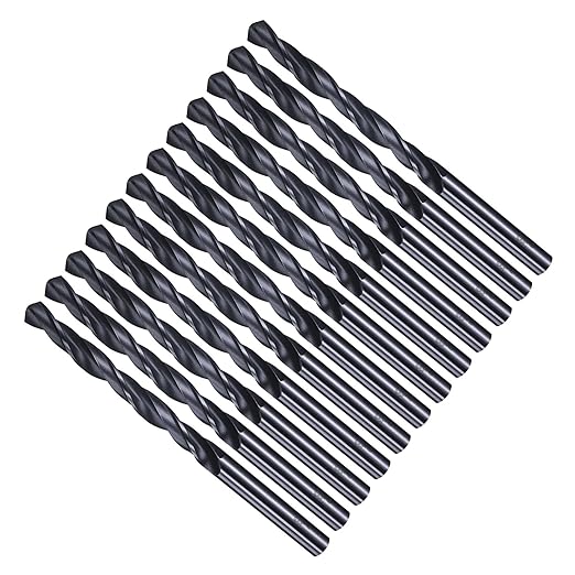 Drill Bit, 6.2mm Cutting Diameter, 4241 HSS Nitriding Black 118° Cutting Angle Versatile Jobber Bits - (Applications: for Drilling Plastic Wood Soft Metal), 12-Pieces