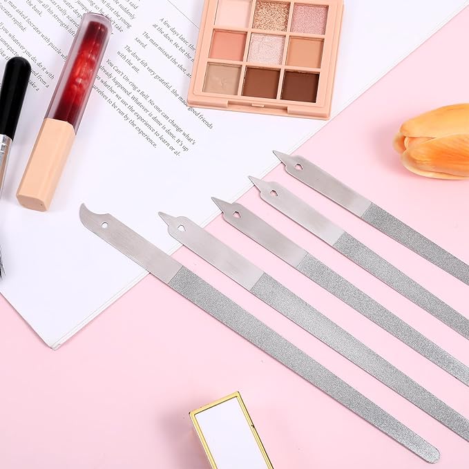 Stainless Steel Diamond Dust Nail File 5 PCS Professional Metal Nail Files with Sharp Pointed Tip Non-Slip Double Sided Manicure Pedicure Tools for Fingernails & Toenails Care Essentials