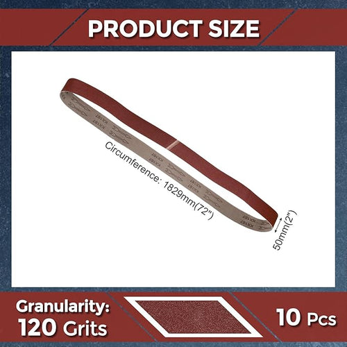 20 Pcs Sanding Belts 2 x 72 Inch 120 Grit Aluminum Oxide Abrasive Sandpaper for Belt Sander Metal Grinding Wood Working Weld Rust Removal