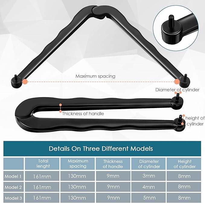 3 Pieces Steel Adjustable Face Spanner Wrench Pin Pliers Install/Removal Tool for Backing Pads on Angle Grinder for Cutting Pipes, Hoses, Cables, Wire and Round Nuts with Drilled Holes (3, 4, 5 mm)