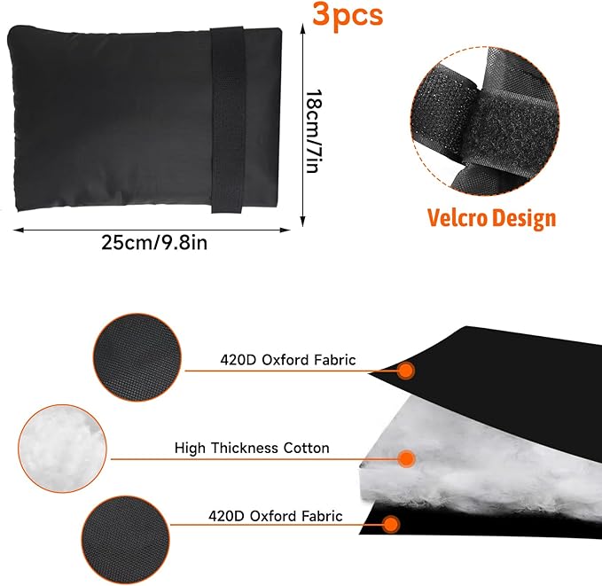 3 Pieces Outdoor Faucet Covers,Winter Anti-Freeze 9.8" H X 7" W Faucet Insulation Cover Winter Outdoor Pipe Insulation Protective Cover,Outdoor Wall Garden Courtyard Faucet Covers (Black)