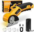Cordless Electric Scissors,4V Rechargeable Cardboard Cutter Heavy Duty Scissor with Safety Lock & LED Light for Box Carpet Plastic Fabric(Yellow）