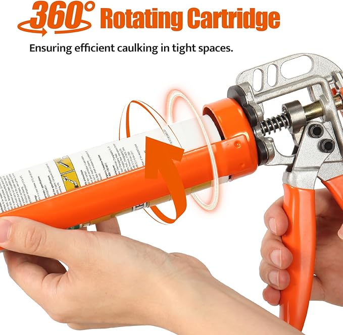 Holothurian Caulking Gun, Caulk Gun No Drip,Sealant Finishing Tool Grout Scraper for Kitchen Bathroom Window Sink Joint, 1/10 Gallon Cartridge, 20:1 Thrust Ratio
