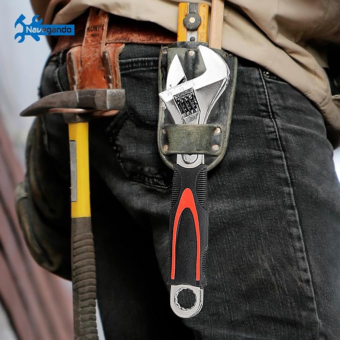 Navegando 6-Inch Adjustable Wrench, Small Compact Spanner for Tight Spaces, High Carbon Steel with Non-Slip Grip, Fits 6-22mm Nuts/Bolts, Perfect for Plumbing & Automotive Repair