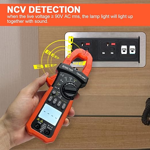 BTMETER Digital Clamp Meter Multimeter, Auto Range 4000 TRMS AC DC Voltmeter Ammeter Test Volt Amp Ohm Capacitance Frequency w/Data Export, Mini Multi Tester BT-7200CAPP