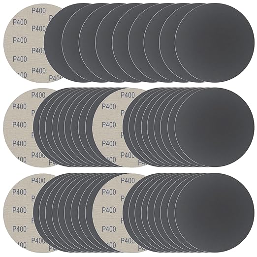 6 Inch 50 Pcs Wet Dry Sanding Discs Hook and Loop, 400 Grit Sandpaper Automotive Wood Metal Polishing & Sanding, Silicon Carbide Sand Paper for Random Orbital Sander (Grit 400)