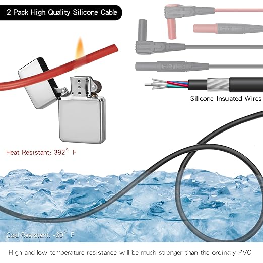 Silicone Multimeter Test Leads Kit, Banana Plug, Alligator Clips, Tester Hook Tip Test Clip for for Fluke Multimeter Electronic Clamp Meter Accessories