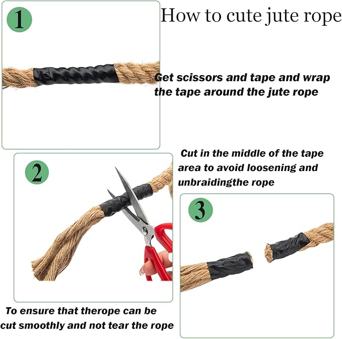 Natural Jute Rope 1/2 inch 20 feet, Twisted Manila Rope Hemp Rope Sisal Rope for Cat Scratching Post, Camping, Crafts, Tug of War, Railings Decorate, Hanging, Hammock, DIY Projects