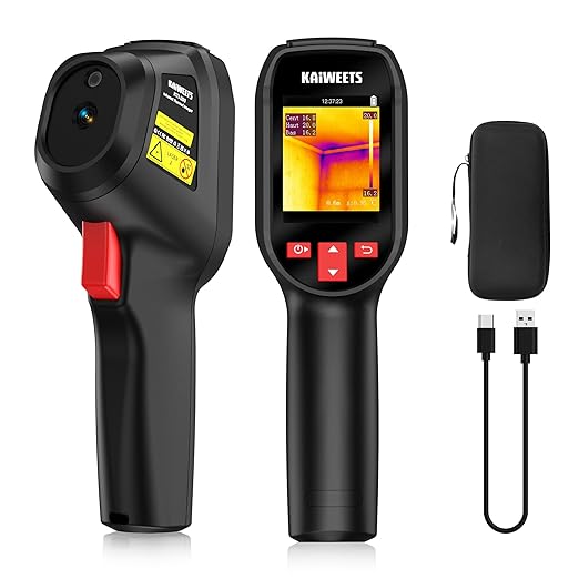 KAIWEETS KTI-200 Thermal Camera, 240x240 High IR Resolution, Thermal Imaging Camera with Laser Pointer, -4°F to 1022°F Infrared Imager, 25Hz Refresh Rate, 15 Color Palettes, 8H Run Time, 50°FOV, IP54