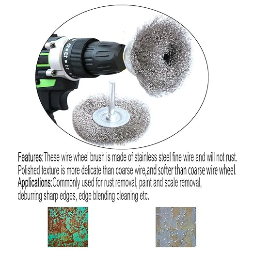 Stainless Steel Wire Wheel Brush & Crimped Cup Brush Kit for Drill,Fine Wire Diameter 0.0059 Inch,for Rotary Tool with 1/4-Inch Shank,Removal of Rust,deburring,Paint (7pcs)