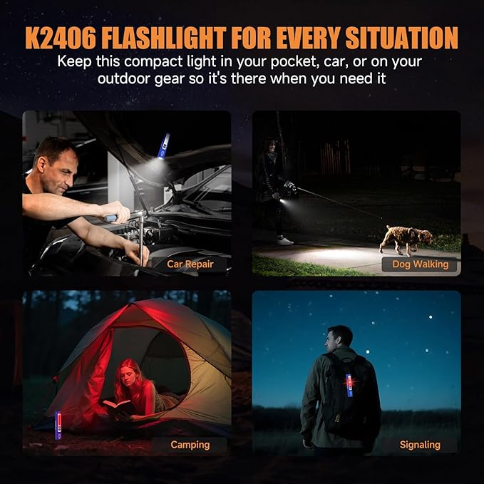 Rechargeable Tactical Flashlights High Lumens - Super Bright Small Powerful LED Magnetic USB C Flashlight, 8 Modes, Dual Button Waterproof Pocket Flash Light for Emergency, Car (1, Blue)