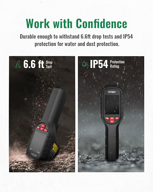 HF96V Thermal Camera with Visual Camera, 240 * 240 Super Resolution, Intelligent Scene Detection, Thermal Imaging Camera with Laser Pointer, 25 Hz, 50° FOV, -4°F to 1022°F, IP54 Infrared Camera