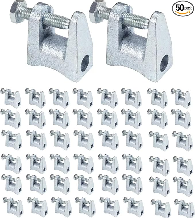 Beam Clamps 50 Packs 3/8"-16 Cast Iron Mini C-Clamps with 13/16" Adjustable Jaw Opening for Welding/Carpenter/Building/Household Mount/Pipeline Anchor