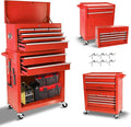 Rolling Tool Chest with Wheels, 8-Drawer Tool Box Organizer with Lock, Detachable Top Cabinet, Sliding Drawers, Tool Storage Cabinet for Garage & Workshop, Red