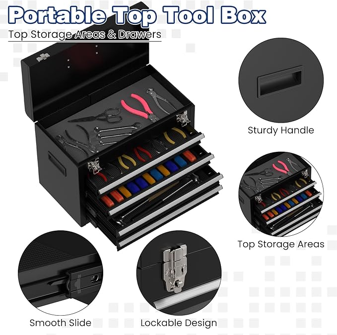 Rolling Tool Box with Wheels, 5-Drawer High Capacity Tool Chest with Wheels, Removable Storage Toolbox with Lock for Garage, Workshop