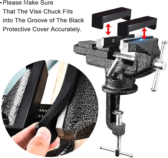 GOXAWEE Universal Bench Vise, 3.15 Inch Table Clamp, 360° Swivel Base, Small Home Vice, Clamp-on Tool for Woodworking, Cutting Conduit, Small DIY Projects, Craft Creation, Sculpting and Modeling