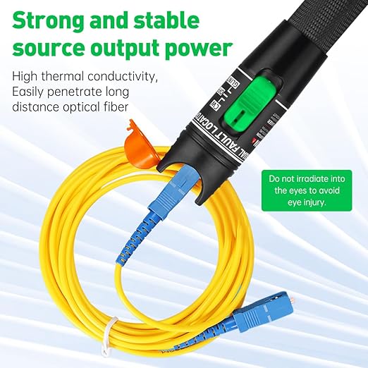Moocci Visual Fault Locator Fiber Optic Tester - VFL Fiber Optic Cable Tester Meter with FC to LC Adapter - Tools Tester Kit for LC/FC/SC/ST, Network Cable Test
