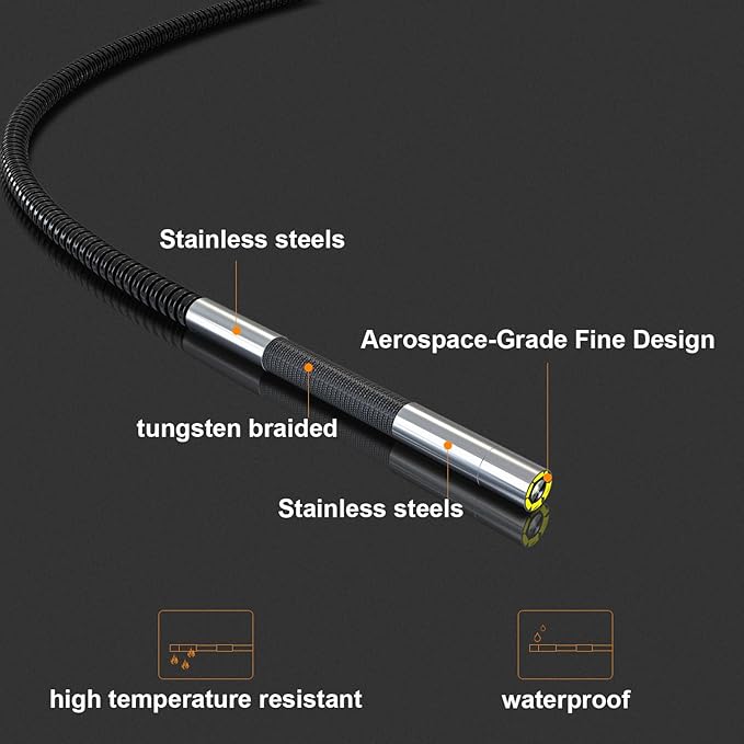 3.9mm Articulating Borescope, Professional Industrial Endoscope Inspection Camera with Super Thin Articulated Camera, Flexible Fiber Optic Scope with Light, Cool Gadgets for Men- 3.3FT