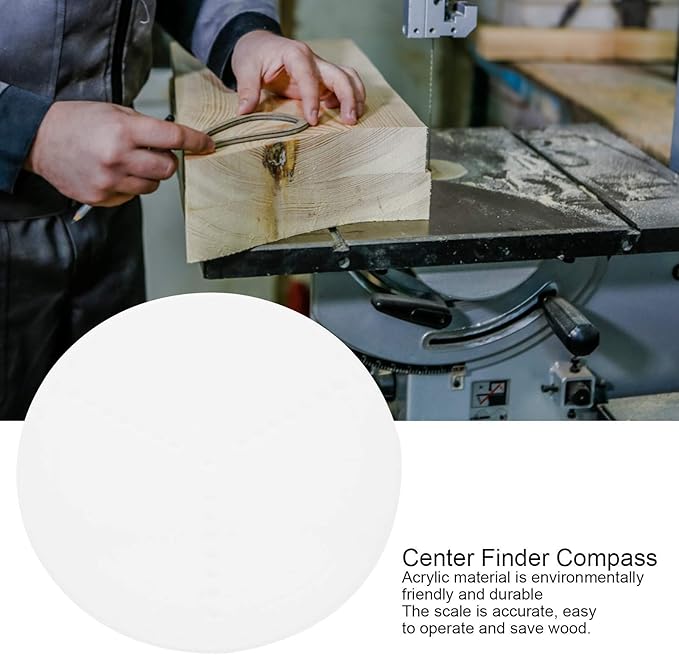 8" Round Center Finder Compass Transparent Acrylic, Easily Identify Center or Draw Circles, Lathe Work and Woodturners, for Woodworking Lovers