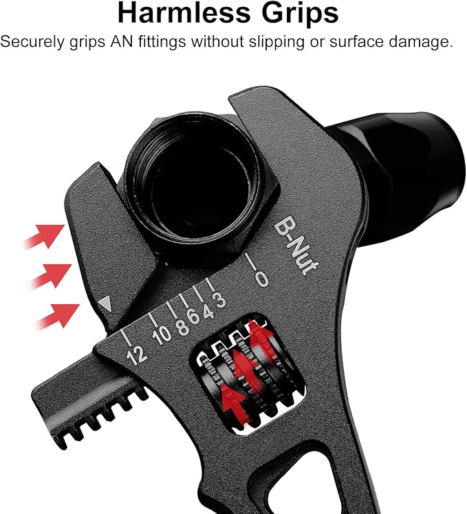 Adjustable 3AN-12AN Adjustable Wrench Spanner Lightweight for AN Hose Fitting Aluminum Black