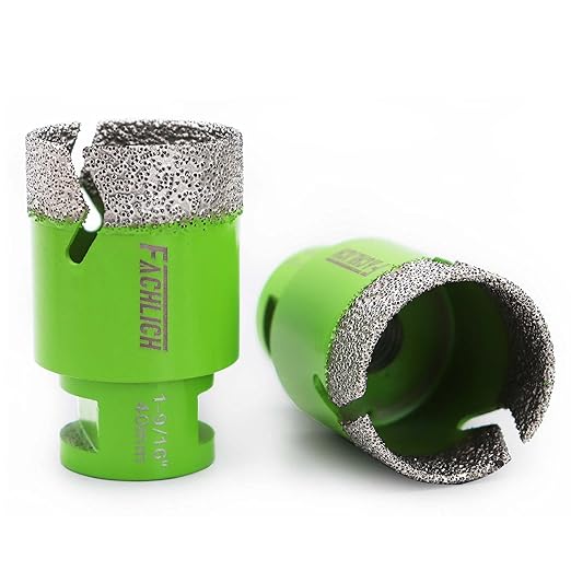 Diamond Core Drill Bit,2pcs Diameter 1-3/5 inch 40mm Thread 5/8-11,Vacuum Brazed Dry Wet Hole Saw for Porcelain Tile,Granite,Marble,Concrete,Masonry,Brick