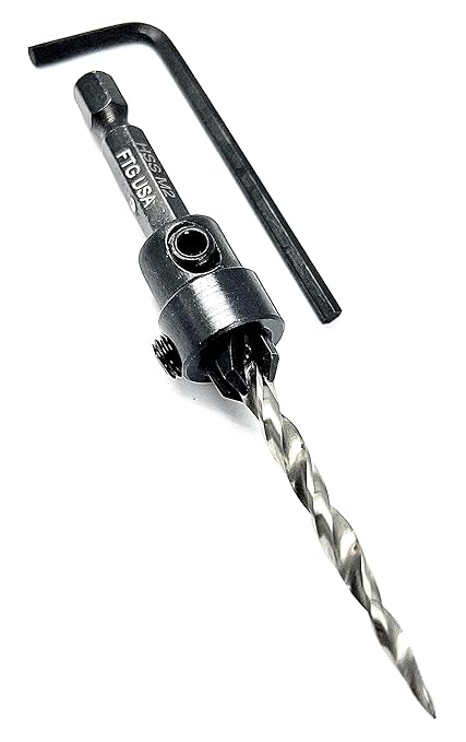 FTG USA Adjustable Wood Countersink Drill Bit #8 (11/64") with Tapered Drill Bit for Woodworking